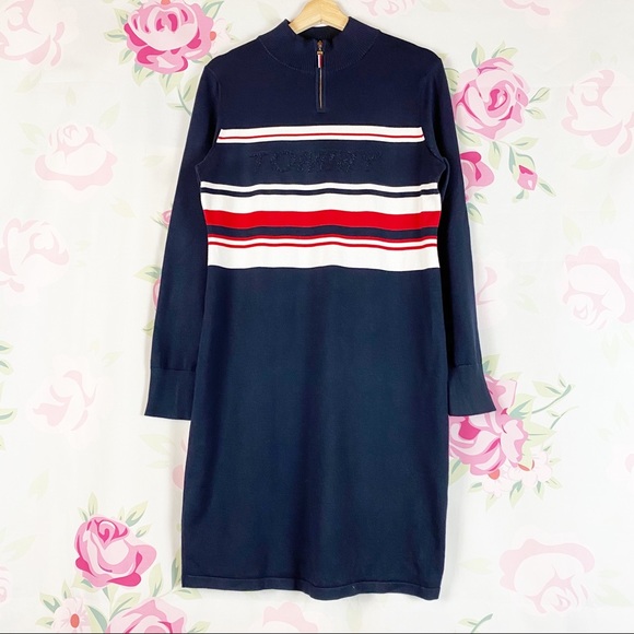 Tommy Hilfiger Dresses & Skirts - NEW Tommy Hilfiger Logo Blue Sweater Knit Dress M
